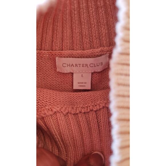 New Charter Club Sweater Color Block Cotton Blend Sz L Sweater - Picture 6 of 12